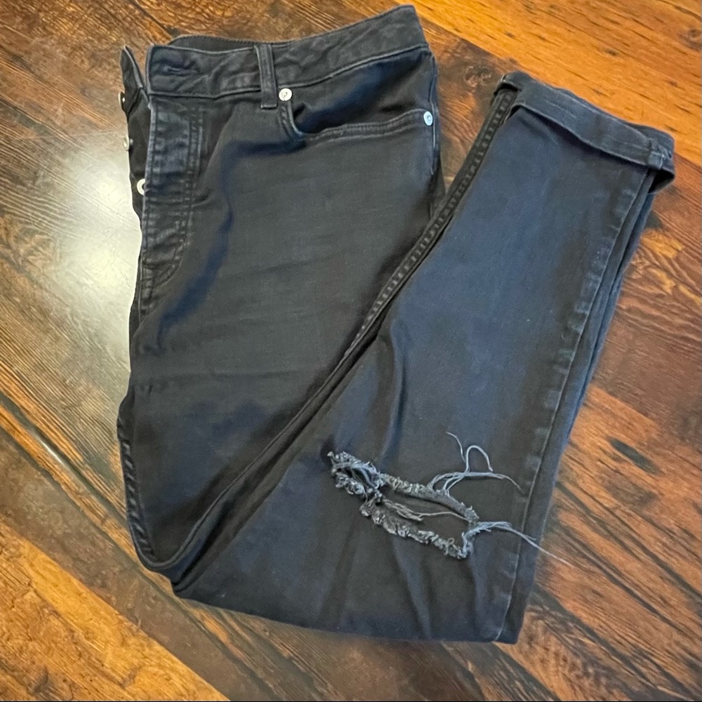 Topman Men's Black Jeans Distressed Size 36